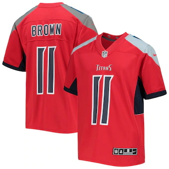 youth nike aj brown red tennessee titans inverted team game